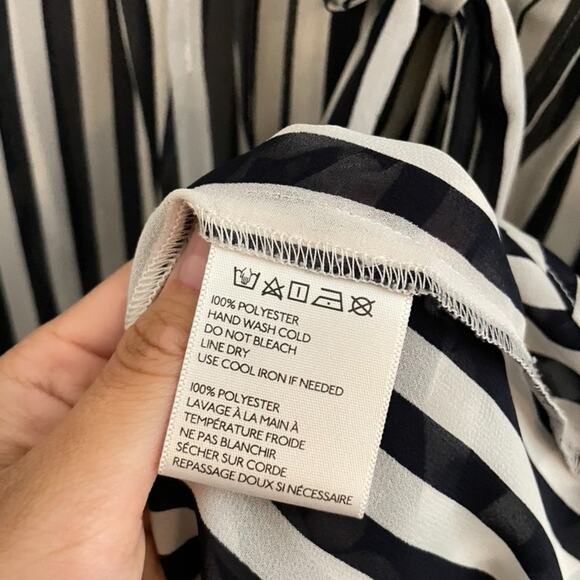 Urban Outfitters Top Women's Medium Black White Stripes Blouse Sheer Beetlejuice - Picture 7 of 7